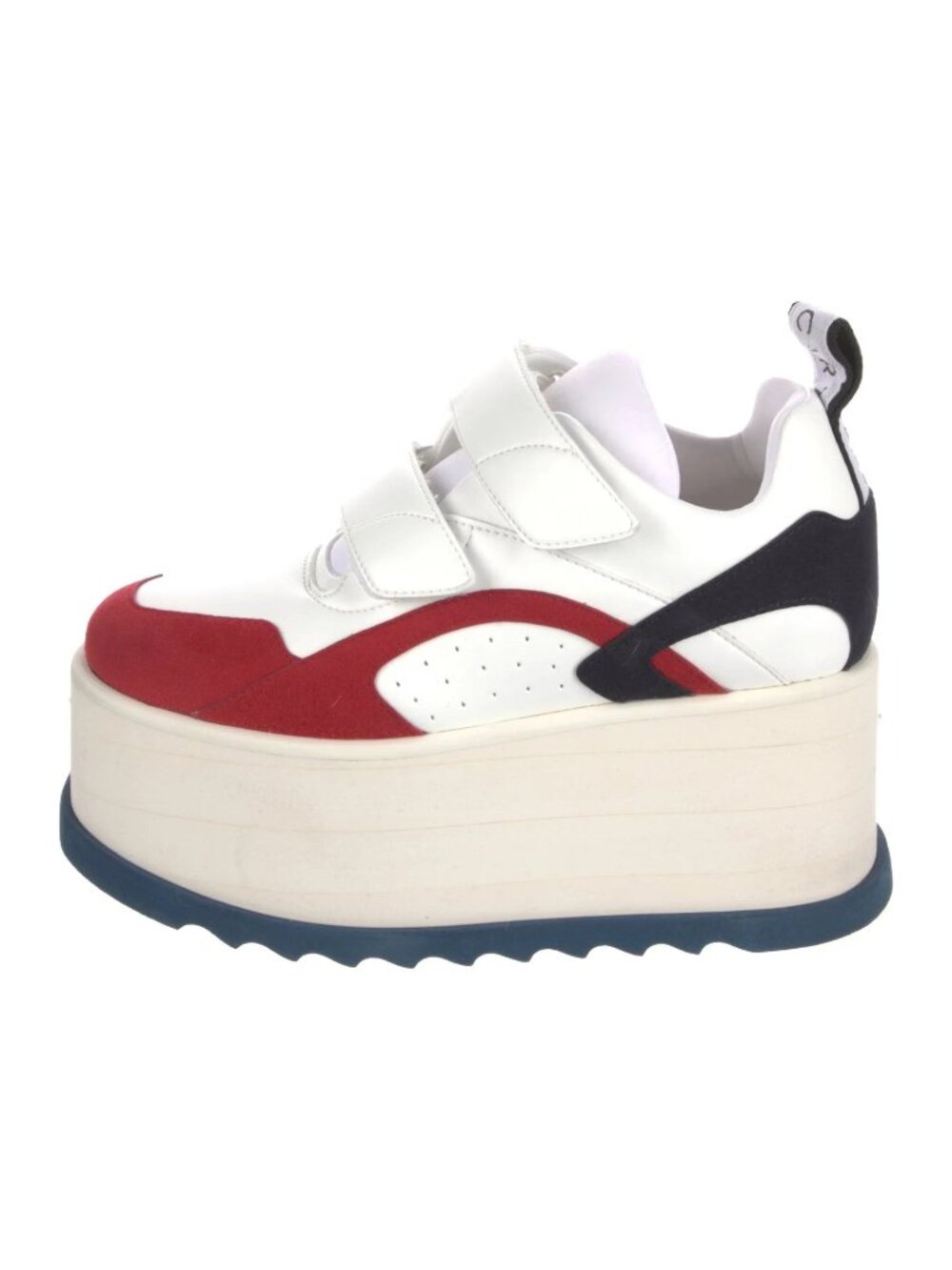 Stella McCartney  Vegan Leather Colorblock Pattern Wedge Sneakers